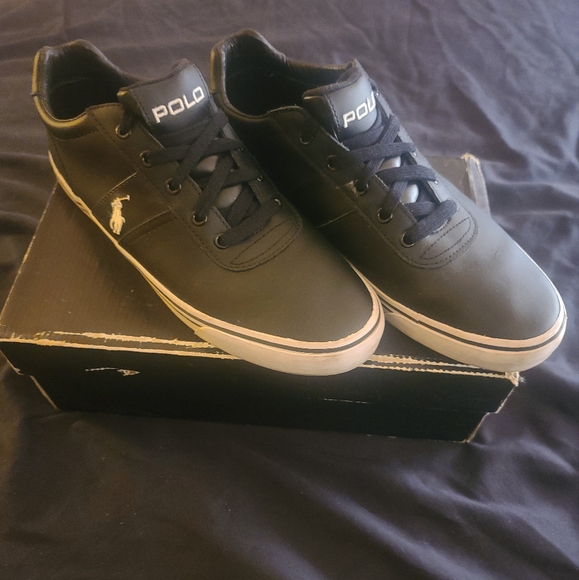 Polo by Ralph Lauren Hanford Trainers Shoes | Leather | Black/White | Size 11.5 - Picture 3 of 12
